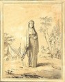 A russian woman standing in a clearing with other russian figures beyond - Jean-Baptiste Le Prince