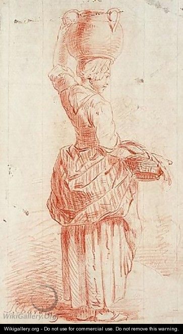 Study of woman carrying a jar on her head - (after) Jean-Baptiste-Simeon Chardin