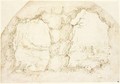 A river valley senn trough a double rock arch - Annibale Carracci