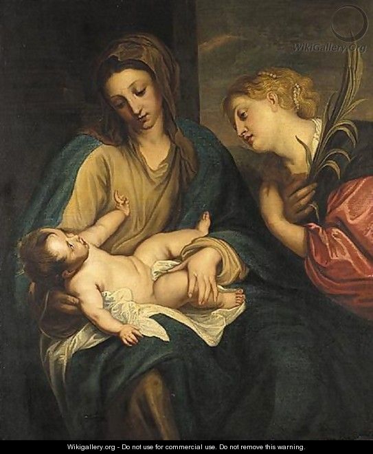 The Virgin And Child With Saint Catherine 2 - (after) Dyck, Sir Anthony van