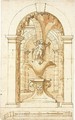 A decorative arch with putti, possibly for a grotto - Italian School