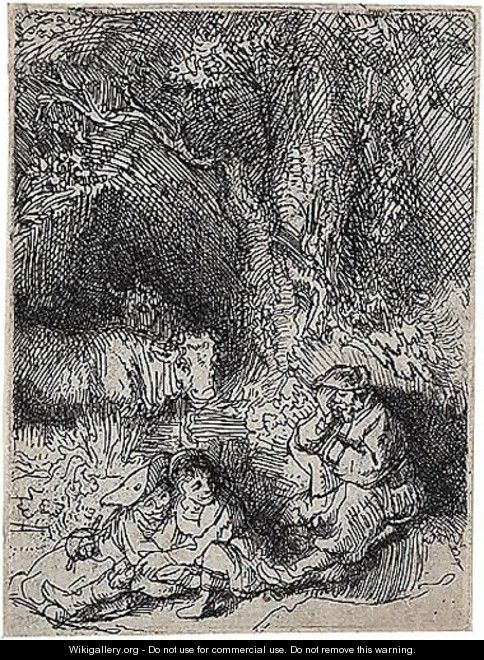 The Sleeping Herdsman - Rembrandt Van Rijn