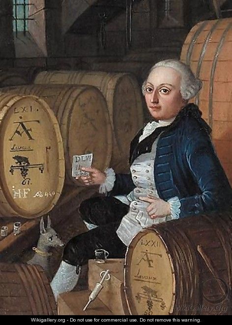 A Wine-Merchant In His Cellar - Swiss School
