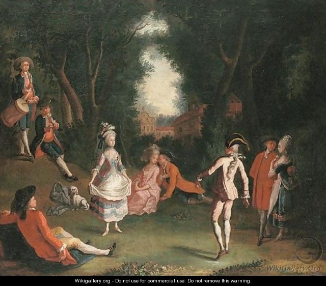 A Fete Galante With Elegant Figures In A Woodland Setting - (after) Jose Camaron Y Boronat
