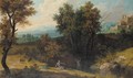 A Classical Wooded Landscape With Bathers - (after) Giovanni Battista Busiri