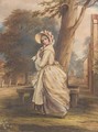 Woman wearing a bonnet - English School