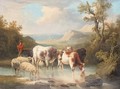 Cattle and sheep watering - Dutch School