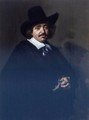 Portrait Of A Gentleman, Three-Quarter Length, In A Black Coat And Cape With A Black Hat, Holding Gloves - Frans Hals