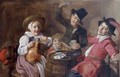 Children Playing Cards Around A Barrel - (after) Jan Miense Molenaer