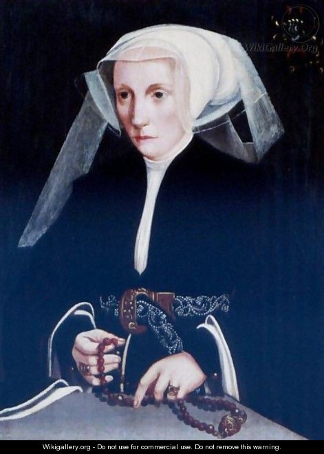 Portrait Of A Lady Holding A Rosary - (after) Barthel Bruyn