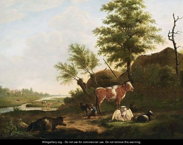 Cattle In An Extensive Landscape - Jacob Van Kouwenhoven