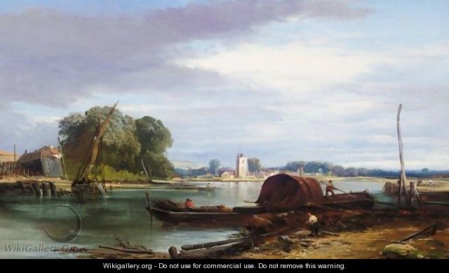 Loading Barges On The Thames - William James Muller