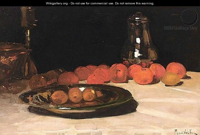 A Still Life With Fruit And A Jug - Maurits Willem Van Der Valk Dutch