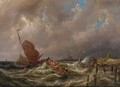 A Sailingvessel In Heavy Weather - Pieter Christiaan Cornelis Dommersen