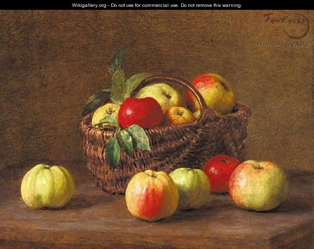 Pommes Dans Un Panier Et Sur La Table - Ignace Henri Jean Fantin-Latour