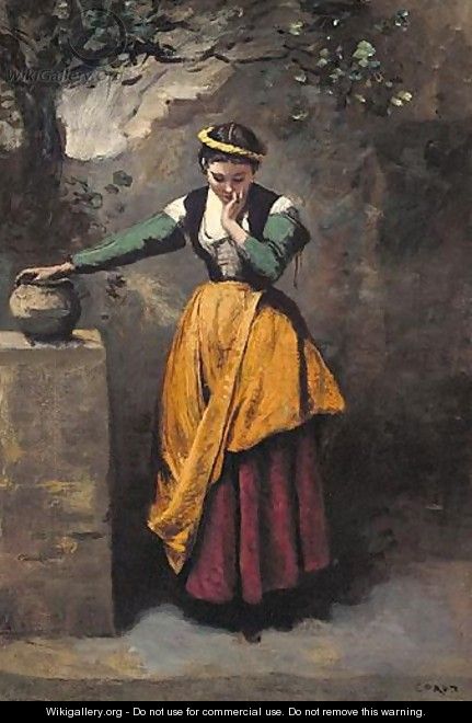 La Reveuse A La Fontaine - Jean-Baptiste-Camille Corot