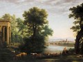A Pastoral Landscape With Drovers And Cattle Fording A River Before A Classical Portico - (after) Claude Lorrain (Gellee)