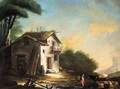 Landscape With Drovers And Animals Before A Cottage - (after) Francois Boucher