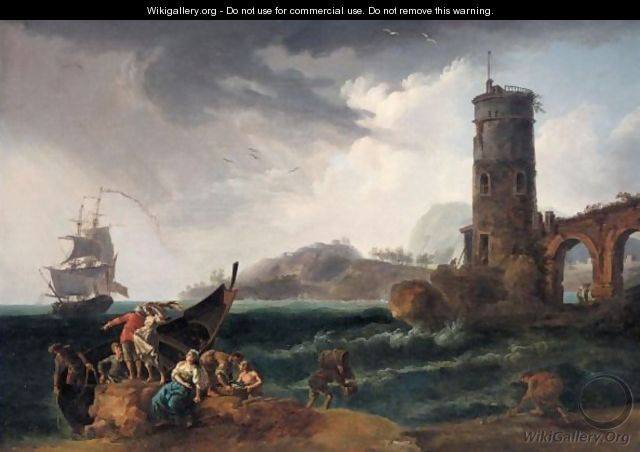 Fishermen Arriving On Shore Before A Storm - (after) Claude-Joseph Vernet