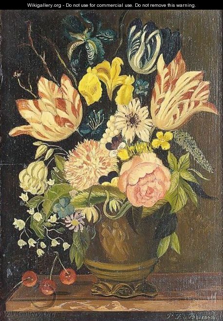 Still Life Of Flowers In A Stone Urn - (after) Paul Theodor Van Brussel