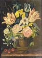 Still Life Of Flowers In A Stone Urn - (after) Paul Theodor Van Brussel