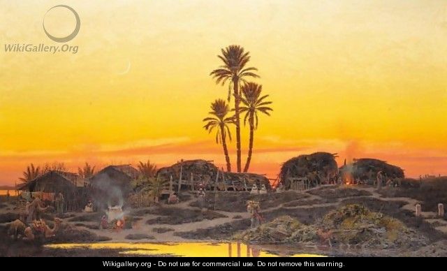 An Arab Camp At Sunset - Richard Fuchs