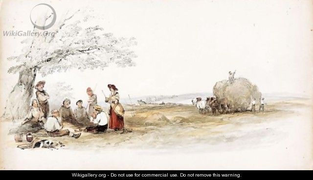 Harvesters with a picnic under a tree - George Bryant Campion