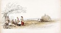 Harvesters with a picnic under a tree - George Bryant Campion