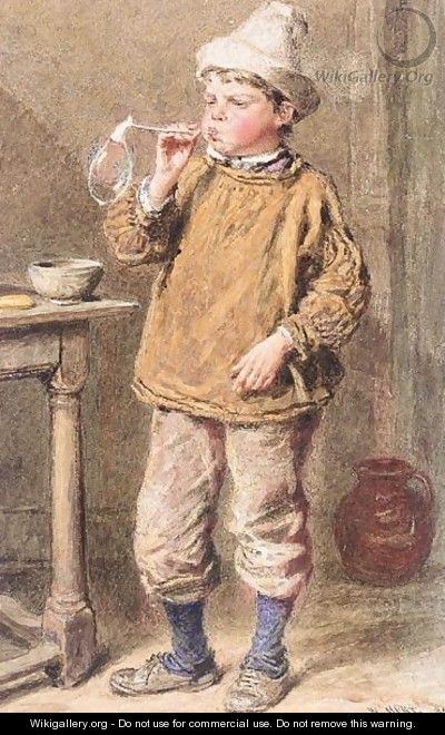 A Boy Blowing Bubbles - William Henry Hunt