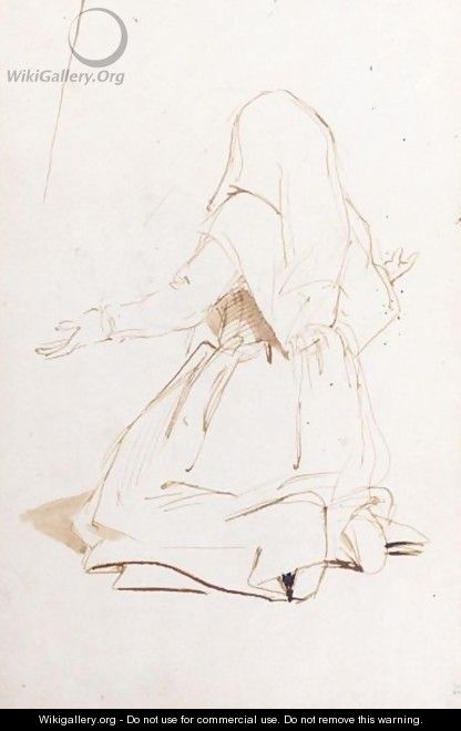 Study Of A Kneeling Woman - Sir Edwin Henry Landseer
