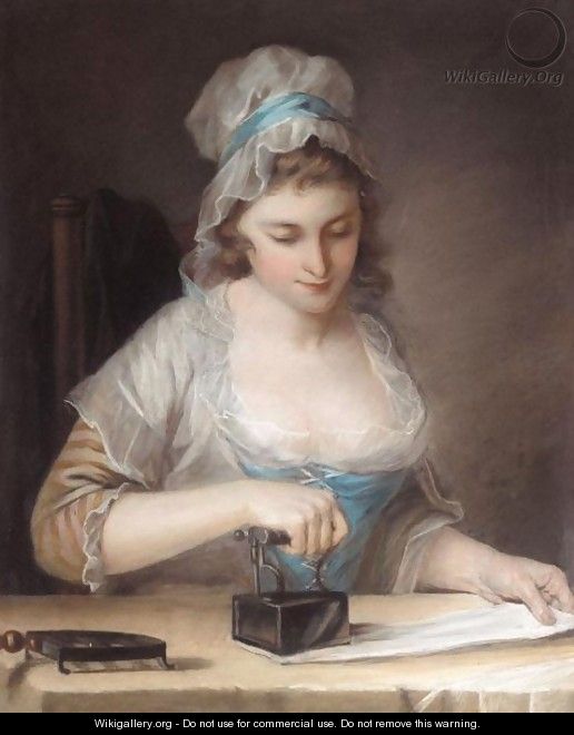 A Servant Girl Ironing - (after) Henry Robert Morland