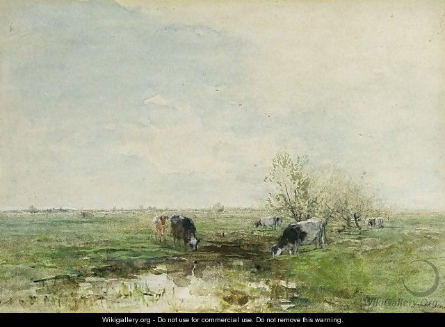 Watering Cows In A Polder Landscape - Willem Maris