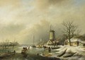 Figures With A Horse-Drawn Sledge On A Frozen River - Jan Jacob Coenraad Spohler