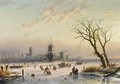 Skaters By A Koek En Zopie, Mills In The Distance - Charles Henri Leickert