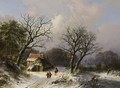 Figures On A Path In A Snow Covered Landscape - Johann Bernard Klombeck