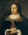 Portrait Of A Lady, Half Length, Wearing Black, Holding A Book - Jan Victors