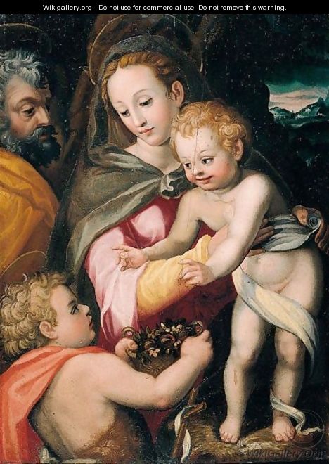 The Holy Family With Saint John The Baptist - (after) Francesco Del Brina
