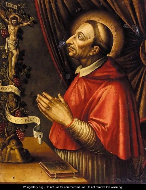 San Carlo Borromeo In Prayer - Lombard School - WikiGallery.org, the ...