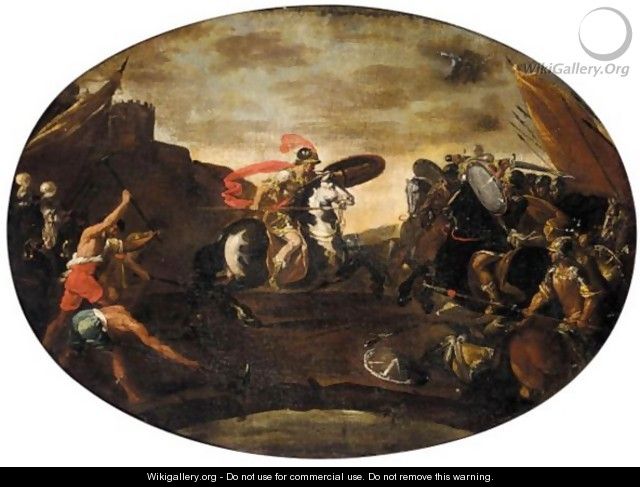 Horatius Cocles Defending The Bridge Over The Tiber - (after) Antonio Tempesta