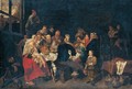 An Interior With A Company Feasting - Flemish School