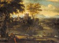 A Classical Landscape With A Shepherd And Fisherman, A Town Beyond - (after) Pietro Paolo Bonzi