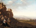 An Italianate Landscape With The Holy Family Before Ruins - (after) Cornelis Van Poelenburgh