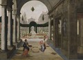 An Architectural Capriccio With King David And Bathseba - Antwerp School