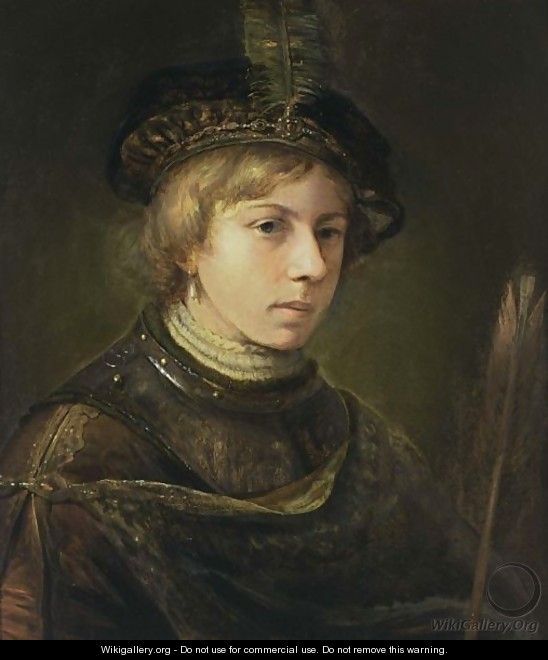 A Portrait Of A Young Man, Bust Length, Wearing A Fantasy Costume And A Beret With A Feather - Rembrandt School