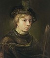 A Portrait Of A Young Man, Bust Length, Wearing A Fantasy Costume And A Beret With A Feather - Rembrandt School