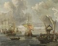 A View Of A Dutch Harbour On The Zuiderzee With A Buis, A Merchantman And Other Boats, Together With Merchants Unloading Their Goods - Abraham Storck