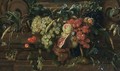 A Still Life With White And Blue Grapes, Peaches, Cherries, A Fig, An Ear Of Wheat, Oak Leaf And Acorns, A Sweet Chestnut, Filbert Nuts, Hawk-Weed, A Medlar, A Garden Tiger Moth, Together With Borage, And Other Flowers - Jan Davidsz. De Heem