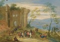 A Wooded Landscape With Gypsies, Horsemen And Travellers Conversing And Resting Near Ruins - Mathys Schoevaerdts