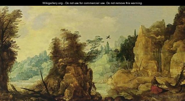 An Extensive River Landscape With Elijah Fed By The Ravens - Joos or Josse de, The Younger Momper