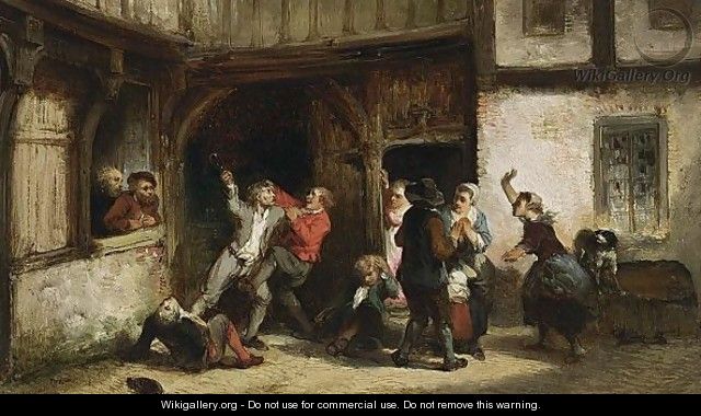 A Street Fight Outside A Tavern - Herman Frederik Carel ten Kate